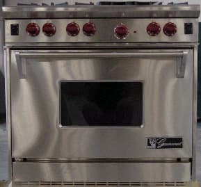 Recalled Wolf residential gas range oven, front